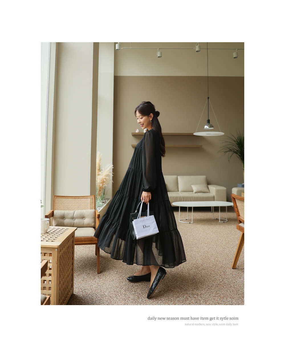 シフォンティアードロングワンピース | レディースファッション通販