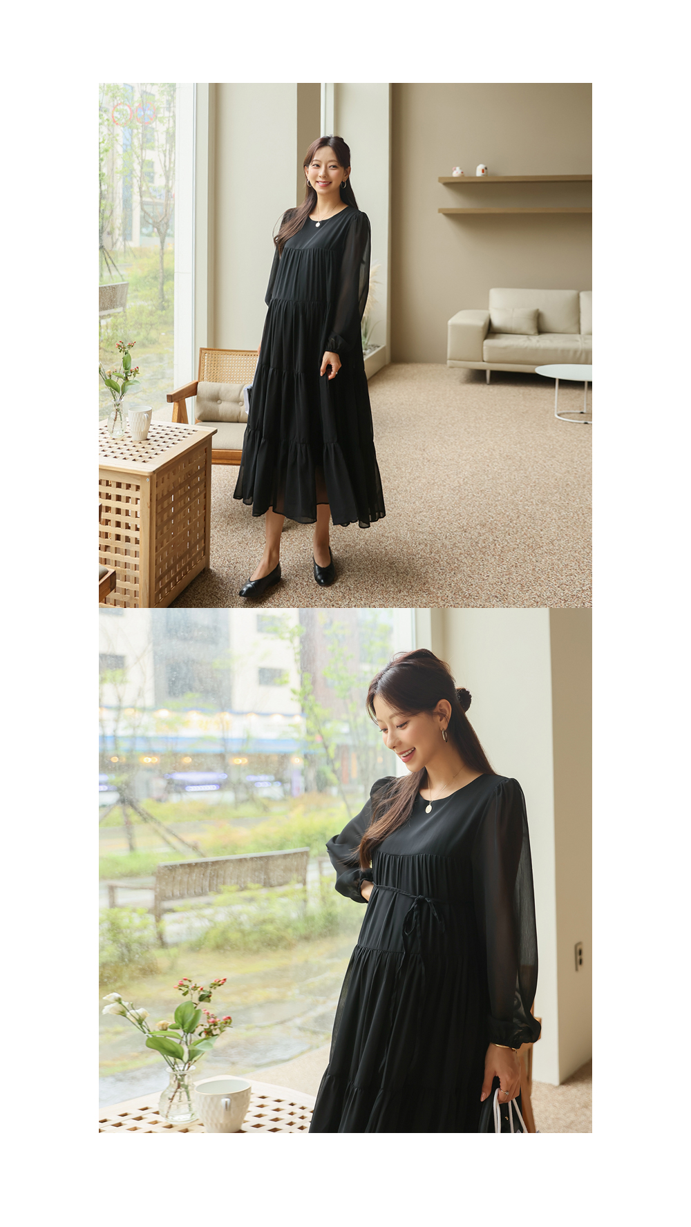 シフォンティアードロングワンピース | レディースファッション通販