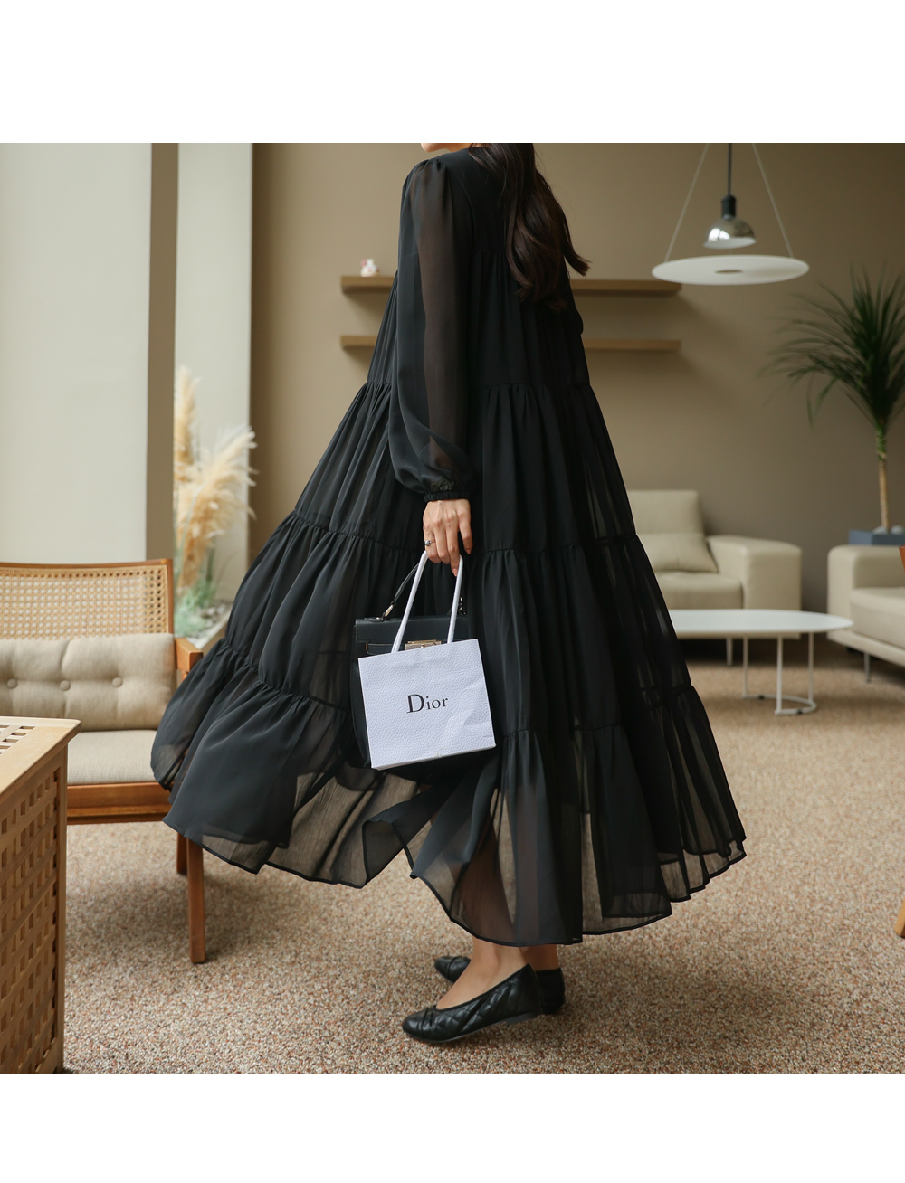 シフォンティアードロングワンピース | レディースファッション通販